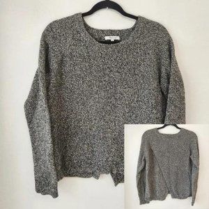 Madewell Grey Black Knit Crewneck Sweater Flyaway Back Women's S